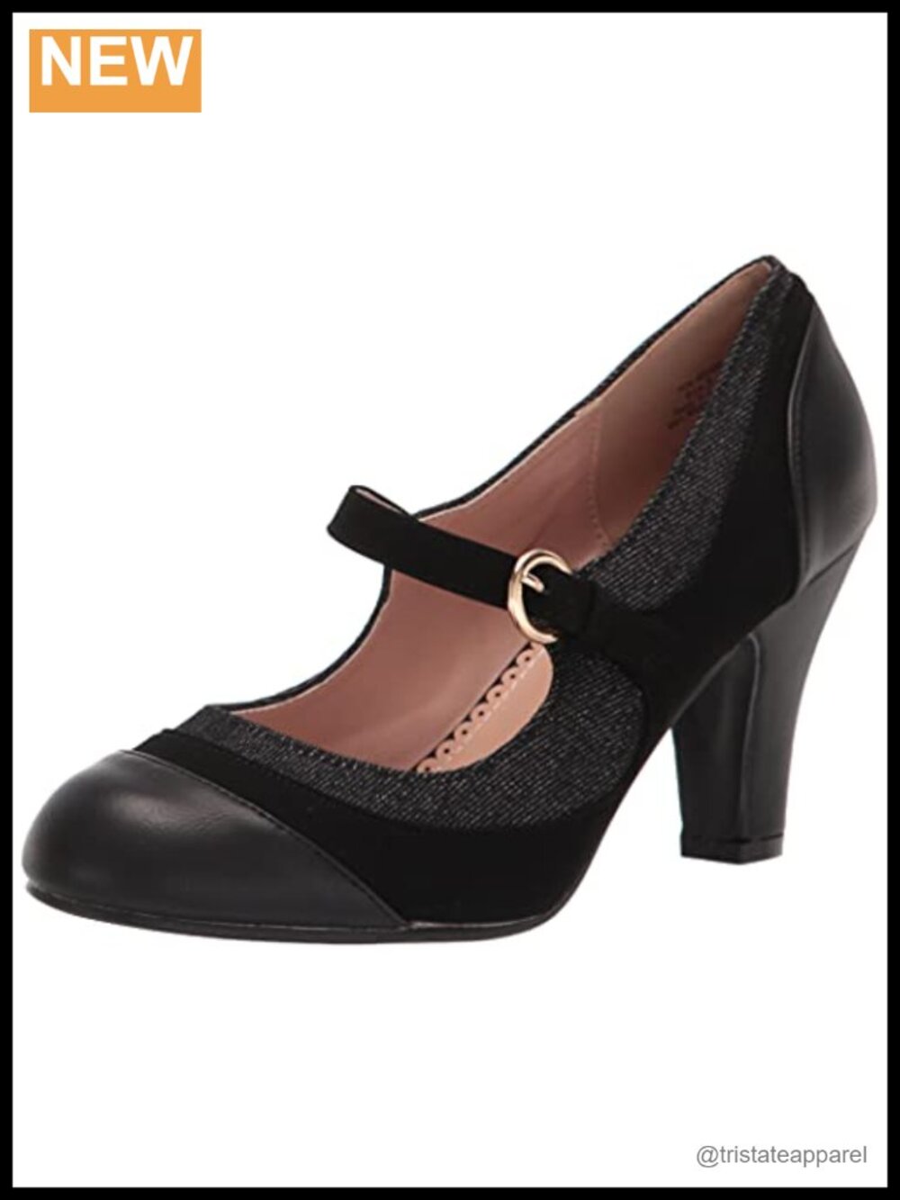 Journee Collection Siri Block Heel Pump 3 Inch Round Toe Buckle Women's